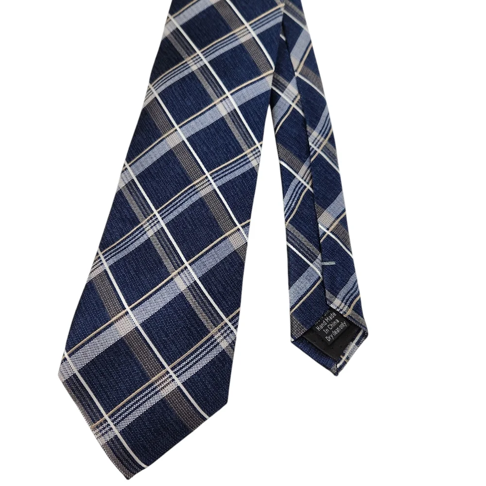 Pronto Uomo NWT 100% Silk Techno-Care Blue Plaid Mens Wearhouse Neck Tie Gift